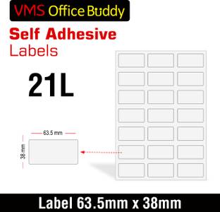 VMS Professional A4 Self Adhesive Paper Labels for Laser, Inkjet Printers - 200 Sheets (21 per Sheet) Self Adhesive Paper Label