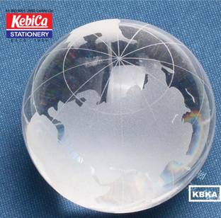 Kebica Crystal Globe Round Glass Paper Weights  with Matt Finish ( Clear Trans -1pc)