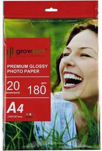 Growlam Premium Glossy 20 Sheets A4 Size Photo Paper – Water Proof, Instant Drying 180 gsm Photo Paper