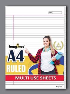 Bungbee A4 Ruled Sheets, Non Punched 50 Sheets, Dual Colour - Magna Edition, Both Sides Ruled A4 90 gsm A4 paper