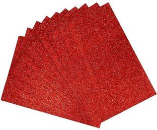 DSR (RED) 10 Glitter Foam Sheet Sparkles Red Color, for Art & Craft,Decoration,Gift glitter A4 100 gsm A4 paper
