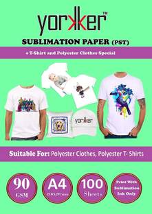 Yorkker PST Sublimation Paper for Polyster Clothes and T-shirts Unruled A4 100 sheets 90 gsm A4 paper