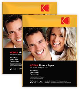 KODAK 175 GSM A4 40 Sheets High Glossy Cast Coated Water Resistant photo paper unruled A4 (210x297mm) 175 gsm Photo Paper