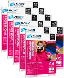 BIGFALCON Professional A4 Double Sided Glossy Inkjet Photo Paper 220 GSM (200 Sheets) Unruled A4 (8.5x11 inch) 220 gsm Photo Paper