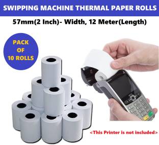 AIMERS 2 Inch Card Swipe Machine Paper Rolls-57mm(Width)x12meter(Length) Set of 10 Rolls 57mm 70 gsm Thermal Paper