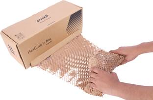 Pack8 Paper Bubble Wrap with Dispenser (Size : 100 meter x 15 inches )Eco-friendly Paper Packaging Material | Sustainable Packaging |Honeycomb Bubble Wrap | 80 gsm Paper Roll