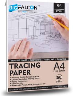 BIGFALCON Premium Artist’s Tracing Paper Translucent for Pencil,Marker & Ink Unruled A4 (210x297mm) 95 gsm Inkjet Paper