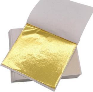 ask vark wala Gold Leaf, 100 Sheets, 8 by 8.cm Gilding Foil -Size 3.14 * 3.35 inhches (Gold) No 8CM. 4 gsm Craft paper