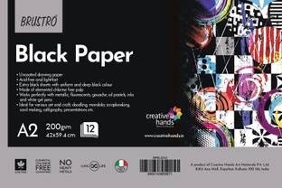 BRuSTRO Black Paper, Unruled, A2, 200 gsm Drawing Paper