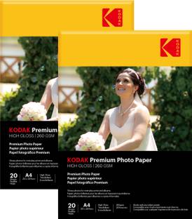 KODAK High Glossy Photo Paper (2 x 20 Sheets) A4 (210x297 mm) 260 gsm Photo Paper