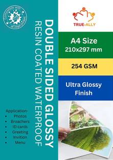 True-Ally A4 Resin Coated Water-Proof Double Sided Glossy Inkjet Photo Paper Size 20 sheet Unruled 210*297mm 254 gsm A4 paper