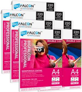 BIGFALCON Professional A4 Double Sided Glossy Inkjet Photo Paper 220 GSM (140 Sheets) Unruled A4 (8.5x11 inch) 220 gsm Photo Paper
