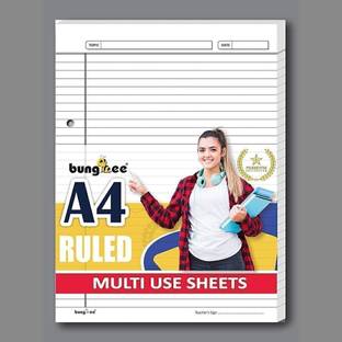 Bungbee A4 Ruled Sheets, Punched 50 Sheets - Acer Edition, One Side Ruled A4 90 gsm A4 paper