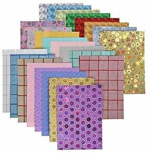 Eclet Pack Of 10 Printed Glitter Sheet Vibrant Color Holographic Papers Beautiful Decorative Labelling, Arts & Crafts, Scrapbooking, Paper Decoration A4 Multiple Designs Mixed Pattern Colored Scrapbooking Sticker 240 gsm Coloured Paper