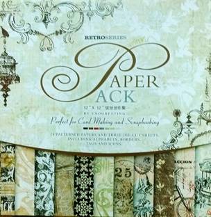 Mopslik 27 Scrapbooking Sheets (24 Printed Paper & 3 Sheets Die Cut Alphabets & Cutouts) Printed 12 X 12 Inch 250 gsm Journal Paper