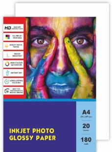 First Click Inkjet Photo Glossy Paper A4 Size- 20 Sheets 180 GSM UNRULED A4 180 gsm Photo Paper