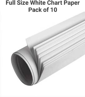 Sejas Collections | Pack of 10 | White BIG / FULL Size Chart Paper, Used in art and craft, collage, projects, props, decorations, posters etc. Plain / Unrulled, Size: 70x56 centimetres, Ideal for schools, home, College & Corporate craft projects, 200 gsm A4 paper