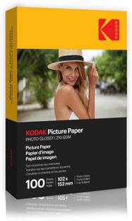KODAK 210 GSM 4R 100 Sheets High Glossy Cast Coated Water Resistant Photo Paper unruled 4R (4X6 inch) 210 gsm Photo Paper