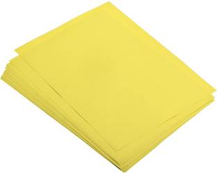FRKB A4 Size Fluro Yellow Color Paper 50 Sheets for Printing, Art and Craft Plain A4 65 gsm Coloured Paper