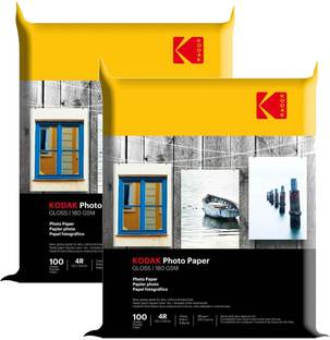 KODAK Photo Paper 180 gsm 4R(4x6) Size 200 sheets High Gloss (set of 2) Unruled 4R (4x6) 180 gsm Inkjet Paper