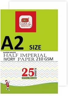 First Click A2 Engineering Drawing Paper Architect Ivory Paper Half Imperial 25 Sheet 210GSM UNRULED 37.5X55 cm 210 gsm Drawing Paper