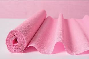 Sejas Collections | Set of 1 Roll, Baby Pink | Best Quality Crepe / Wrinkled Paper Rolls, for DIY Flower Making and Wrapping, 8ft Length/20in Width, 75 gsm Craft paper