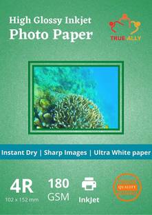 True-Ally 180 GSM High Glossy Photo Paper 4R(4x6) Size for Inkjet Printer (White) Water-resistant, Dries Quickly DIY Printing Label Art (4R - 100 Sheets) Unruled 4R 180 gsm Photo Paper