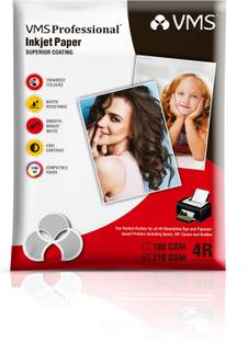 VMS Professional Colour 4R(4x6) Photo Paper High Glossy 102x152mm 210gsm Water Resistant Instant Dry For All Inkjet Printers – 100 Sheets Unruled 4x6 210 gsm Inkjet Paper