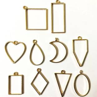 Batricher Bezel Pendants Gold Colour Frame 10 pcs Open Bezel Pendants for Resin Earrings Parchment Craft Kit