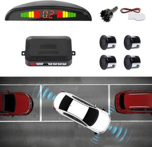 GH GENERIC HUB Auto Object Detector for Universal Cars (4 Sensors, Black) Set of 4 Black Sensors Reverse Radar Beep Sound Alert Parking Sensor