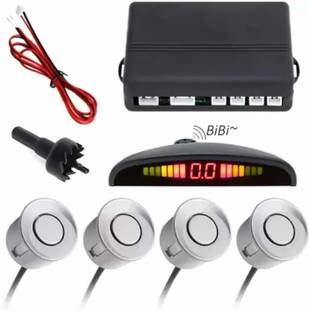 FABTEC 4 Silver Parking Sensor With Accessories Kit. All Universal Car 4 Silver Parking Sensor Reverse Radar with Sound Alarm System Parking Sensor