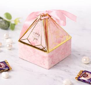 Satyam Kraft Decorative Folding Box- Return Gift,Birthday,Rakshabandhan Gift Box with Ribbon Printed Party Box