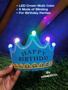 Vamesco Happy Bday LED Blinking Hat  Party Glow Ornament