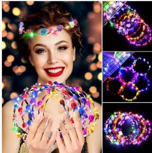 9Up Light Up Floral Headband for Women Perfect for Christmas , Birthday party  Party Glow Ornament