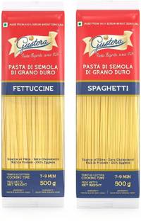 Gustora Durum Wheat Semolina Fettuccine & Spaghetti Pasta Combo Fettuccine Pasta