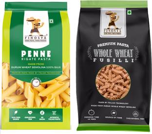 Finosta Penne Pasta and Whole Wheat Fusilli Pasta Pack of 2 , 500g Each Fusilli, Penne Pasta