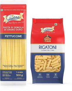 Gustora Durum Wheat Semolina Fettuccine & Rigatoni Pasta Combo Fettuccine Pasta
