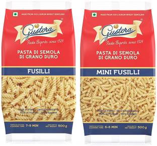 Gustora Durum Wheat Semolina Fusilli & Mini Fusilli Pasta Combo Fusilli Pasta