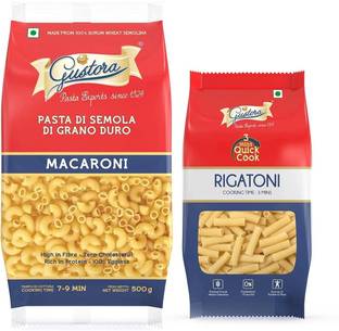 Gustora Durum Wheat Semolina Macaroni & Rigatoni Pasta Combo Macaroni Pasta