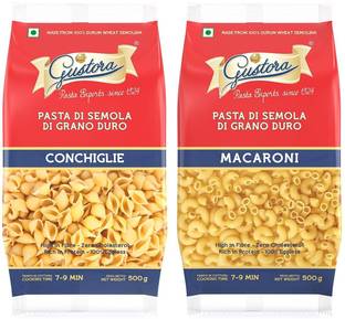 Gustora Durum Wheat Semolina Pasta Combo I Eggless I Fibre & Protein Rich I Conchiglie & Macaroni Pasta