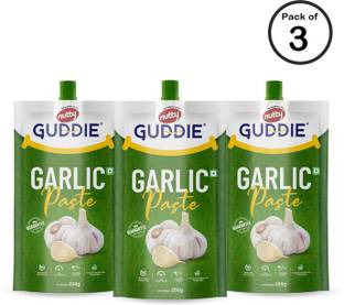 GUDDIE Garlic Paste, Naturally Processed Lasun Paste (Pack of 3 Combo, 200g each)