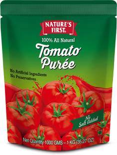 NATURE'S FIRST Tomato Puree 1 Kg Pack of 4 Pouches with No Added Salt/ No Preservatives