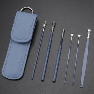 Luxula 6 Pcs Reusable Ear Wax Cleaner Reusable Ear Cleaner with Leather Storage Pouch