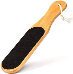 Kamz Double Side Wooden Handle Foot Scrubber For Dead Skin Calus Remove Pedicure Tool