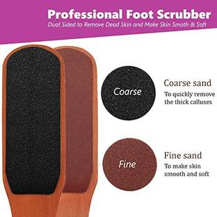 Kamz Wooden Handle Foot Scrubber For Dead Skin Calus Remove Pedicure Tool set of 2