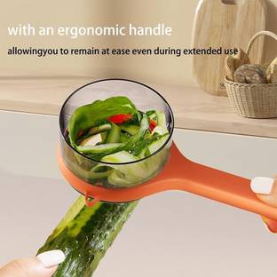 KROYWEN Fruit Vegetable Peeler with Collect Cup, Kitchen Tool Multi-Function Straight Peeler
