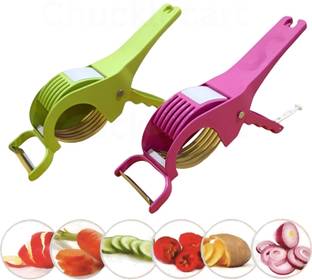 Chucklecart 2in1 Vegetable Cutter With Peeler kitchen accessories items chilli salad onion Y Shaped Peeler Set