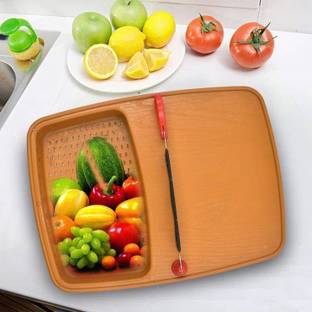 MANTAVYA Cut And Wash Vegetable & Fruits Plastic Cutting Board NA Peeler