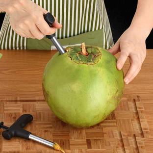 XXSSIER Coconut Opener Stainless Steel Puncher Open Coconut Hole Drill Tool for Straws Straight Peeler