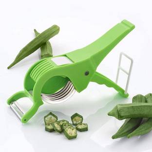 Herimo Multipurpose 2 in 1 Veg Cutter | Plastic Vegetable Cutter | Slicer and Peeler with Smart Locking System Y Shaped Peeler
